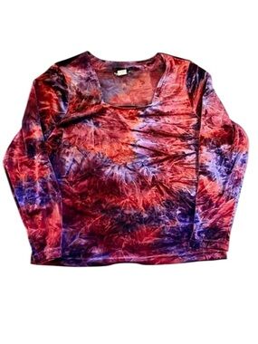 Fashion Bug crushed velvet tie-dye long sleeve top – XL